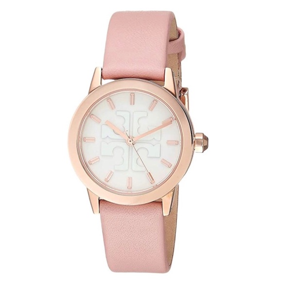 TORY BURCH Gigi Pink Leather Strap Watch 28mm NWT - Picture 2 of 14